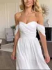 Mode femmes blanc sans manches dames robe d'été élégante longue tenue décontractée Vestidos