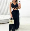 European and American large-sized women's summer new product lace up vest, high waist, half body, large swing long skirt, fashionable casual set