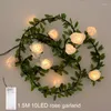 Dekoratif Çiçekler 1.5m 3m LED Gül Çiçek Çelenk Yapay Bitki Yaprak Yaprak Vine Peri Işıkları Düğün Ev Bahçesi Dekorasyon Partisi Malzemeleri