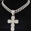 Men Women Hip Hop Square Cross Pendant Necklace with 13mm Cuban Chain HipHop Iced Out Bling Necklaces Fashion Charm Jewelry