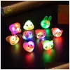 Altre forniture per feste festive 3D Halloween Light Up Ring Toys Cartoon Finger Glowing Fun For Kids Annunci Bomboniere Drop Delivery H Dhiok