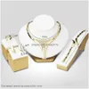 Jóias de casamento conjuntos inteiros saledubai cor de ouro nigeriano nigeriano miçangas cristal cutel hollow jóias conjuntos de jóias de shrenstone gota etíope dhy2j