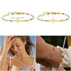 Chain Link Bracelets Cross Bracelet Women Charms Beaded Stainless Steel Femme Mujer Psera Drop Delivery Jewelry Dhuh3