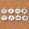 10st/Lot Tibetan Silver Round Tag Lotus/Life Tree/Buddha Charms 15mm Handgjorda metallhängen Diy Jewelry Making Accessories