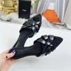 Women's brand slippers summer designer casual soft drag genuine leather thin strap combination hotel slippers flat fashion seaside resort slippers point with box