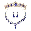 Hårklämmor Barrettes Trendiga lyxiga kristallbrudbruder Diadem Rödgrön Royal Blue Diamante Bröllopskronor och tiaror för kvinnor prom -tillbehör