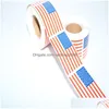 Andra dekorativa klistermärken American Flag 250st/Roll Creativity US Independence Day Creative Gift Sealing Sticker Gifts Wrap Supplies Dh9ys