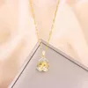 Pendant Necklaces In Rotatable Sweet Zircon Crystal Rose For Women Trendy Female Stainless Steel Chain Ladies Accessories