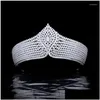 Fermagli per capelli Barrettes Myfeivo Lusso Fl Zircone Corona grande per matrimonio da sposa Elegante damigella d'onore Diadema Accessorio donna Hq0585 Drop Dh87Y