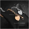 Chain Link Bracelets Trendy Titanium Stainless Steel Heart Charm Rose Gold Color Female Models Love B18195 Drop Delivery Jewelry Dhkdv