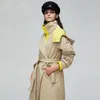 Trench da donna Moda autunno Cotone 2023 Cappotto con cintura Donna Lungo con cappuccio Chic Antivento Casaco Abrigo Streetwear