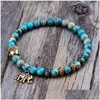 Perlé Brin 6Mm Pierre Naturelle Bouddha Et Éléphant Perle Bracelets Bracelet Élastique Tibétain À La Main Amis Drop Livraison Bijoux Dha5N