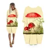 Robes décontractées femmes champignon imprimer grande taille à manches longues mode Vintage femme vêtements Streetwear dames vêtements femme robe