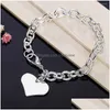 Chaîne Lien Bracelets Usine Directe De Mode 925 Timbre Sier Couleur Bracelet Pour Femme Fine Amour Coeur Pendentif Bijoux De Noce Dr Dhvwa