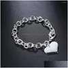 Chaîne Lien Bracelets Usine Directe De Mode 925 Timbre Sier Couleur Bracelet Pour Femme Fine Amour Coeur Pendentif Bijoux De Noce Dr Dhvwa