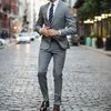 Men's Suits 2023 Latest Design Grey Men Casual Slim Fit Tuxedo 2 Pieces Blazer Style Custom Made Terno Masculino Jacket Pant Sell