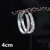 Orecchini a cerchio 4cm5cm6cm Grandi brillanti da donna con doppia fila di diamanti Color argento Cerchio Gioielli da sposa