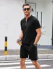 Mens Tracksuits مجموعة المصمم Tracksuit Polos Shorts من قطعتين رجل اللياقة بدلة تجفيف سريع والملابس الرياضية التنفس S M L XL 2XL 3XL مجموعات