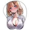 Kuddar Anime Boobs Mouse Pad för Hololive Gamer Girl 3D Silicone Mousepad med handledsstöd 2way Fabric Antislip Design längst ner