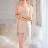Casual Dresses Women's Fashion Sexig spets Sling Hem Tyg O Neck Camisole Dress Night Shirt Women Sleepwear