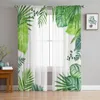 Rideau aquarelle de feuilles tropicales en mousseline de soie voilages pour salon chambre décoration fenêtre Tulle rideaux