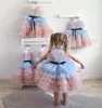 Vestidos de menina vestido de flor personalizado o pescoço cetim tule buft tulle pequena princesa festas de festa de aniversário tamanho 1-12y