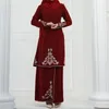 Ethnic Clothing Muslim Women Long Sleeve Tops Skirt Set Islamic Abaya Dubai 2023 Turkey Outfit Ramadan Prayer Clothes 2 Piece Dress Kaftan