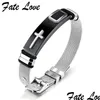 Tennis Fate Love Classic Cross armband Men Sieraden roestvrijstalen mesh lengte verstelbare gouden kleur mode heren sieraden bracele dhora