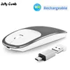 Mice Jelly Comb Rechargeable TypeC+USB 2.4GWireless Mouse Dual Mode Metal Noiseless Silent Mice for MacBook Notebook PC Laptop