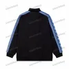 Xinxinbuy masculino casaco de grife paris jacquard letra bordada fita conjunta algodão faixa de algodão Mulheres longas mulheres azul preto xs-xl