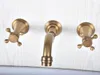 Bathroom Sink Faucets In-Wall Basin Faucet Set 3 Hole Antique Brass Double Cross Handle Wall Mounted Cold Tap Tsf513