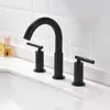 Badkamer wastafel kranen 3 gaten kraan geborsteld gouden dubbele handgrepen bassin water mixer knurling ontwerp wijdverbreid