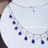 Pendentif Colliers Designer Bijoux Plein Zircon Simulé Sri Lanka Royal Sapphire De Luxe Banquet Fête En Forme De Poire Collier Pour FemmesPendentif