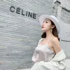 Wide Brim Hats 2023 Sun Hat Summer Women's Japanese M Letter Rhinestone Female Flat Top Straw Cap Ladies Sunhat Beach For Women