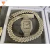 Mode-sieraden Pass Diamond Tester D Vvs Moissanite Horloges Iced Out Horloge en kettingarmbandset