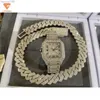 Joias da moda Pass Diamond Tester D Vvs Moissanite Relógios Iced Out Watch e colar pulseira conjunto