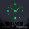 Zegary ścienne duże świetliste zegar 3D Big Acryl Mirror naklejka Moda DIY Quartz Watch Home Dekoration Palom Palar Zakazuje