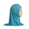 Muslim Girls Headwear Diamond Tassel Hijab Kids Kids Islâmicos Lenço da cabeça Árab Soldra macia Shawls lisos por 2-6 anos