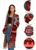 Tröjor Cgyy 2021 Fashion Red Color Spring Autumn Long Sleeve Sticked Boho Plaid Cardigan Women Open Front Sweaters With Fringe Tassel