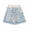 Projektant krótki mody swobodne odzież spodnie plażowe jakość Rhude unisex Dunaj niebieski wzór dzianin luźne relaksowane joggery sportowe odzież na zewnątrz fitne