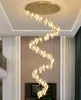Pendant Lamps LED High-end Duplex Stair Heart Shaped Crystal Chandelier Light Luxury Villa Pick Empty Rotary LOFT Lamp