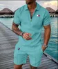 Plus Size Mens Designer Tracksuits Luxury Two Piece Set 2023 Autumn Brand Printed Outfits Cotton Blend Kort ärm Polo T-shirt och Shorts Sports Suit