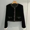 Abiti da lavoro Stile primaverile Ymiu Set di velluto nero Cappotto da abito di moda slim fit con mezza gonna a due pezzi per le donne