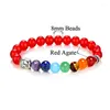 Link Bracelets Bright Coloured Stone Beads Bracelet For Men Women Cool Simple Gifts Party Elastic Round Bangles Trendy Jewelry