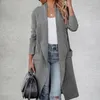 Fur Autumn Casual Solid Color Loose Midi Cardigan Elegant Turndown Collar Long Sleeve Coats Women AllMatch Pocket Overcoat Jackets