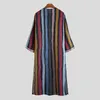 Men's Robes Men's Nightgown Robes Arabian Striped Shirt Ethnic Clothing Long Sleeves Retro Kimono House Skirt Cotton Bathrobe Lingerie 230612