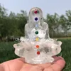 Vacker Natural Clear Quartz Goddess Festival gåvor Healing Reiki Rock Crystal Stone Meditation Woman Statue kraftfull 7 Chakra Gemstone Yoga Model Sculpture