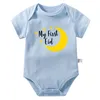 Rompers 2023 My First Eid Cute Baby Short Sleeve Bodysuit Cotton Born Girl Boy 1st Outfit Ramadan Party Clothes Gifts