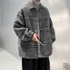 Hommes laine mélanges automne hiver laine manteau hommes mode rétro Plaid coréen ample court hommes veste pardessus M-2XL