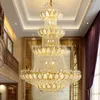 الثريات Golden Crystal Lotus Chandelier Big Long Modern K9 Lights Fixture Home Villa Multi Bayers Roplight